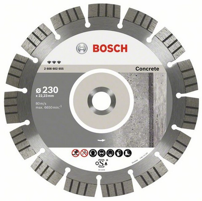 Disk prerës me diamant Bosch Best for Concrete 2608602655, 230mm, për beton, gri