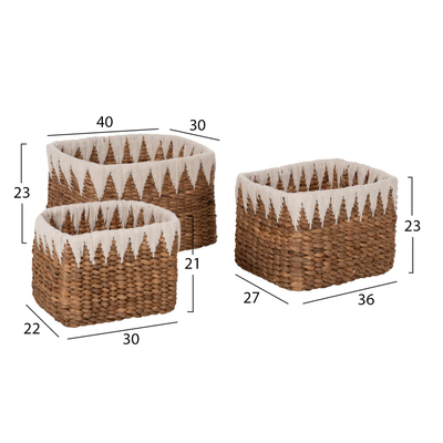 Set 3 shporta (HM4296), 40x30x25Hcm