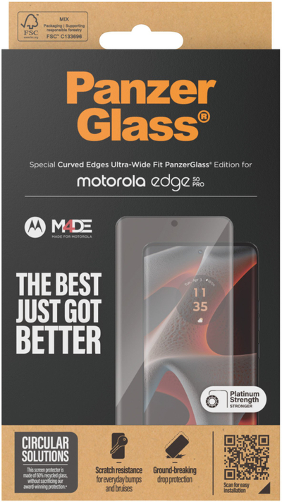 Qelq mbrojtës PanzerGlass për Motorola Edge 50 Pro / Ultra, 1 copë, transparent
