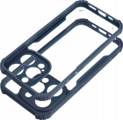 Mbrojtëse telefoni Anti-Drop për iPhone 15 Pro, me qoshe të forcuara, transparente, blu