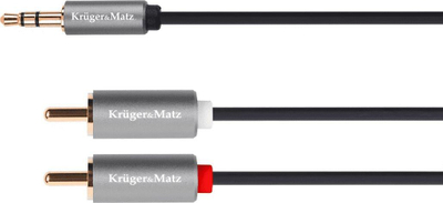 Kabllo audio Kruger&amp;Matz 3.5mm në RCA x2, 3 metra, argjendtë
