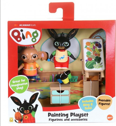 Set lojërash Bing Painting Playset, figurina Bing dhe Sula, aksesorë pikturimi, shumëngjyrësh