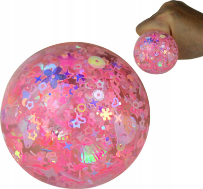 Top antistres Hipo Glitter Flower, 6cm, squishy, rozë me xixa