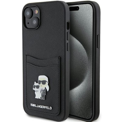 Husë Karl Lagerfeld KLHCP15SSAPKCNPK për iPhone 15 6.1", Saffiano Cardslot, e zezë