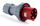 Prizë industriale Famatel 14307, 125A, 5 pole, IP67, portative, e kuqe