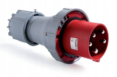 Prizë industriale Famatel 14307, 125A, 5 pole, IP67, portative, e kuqe