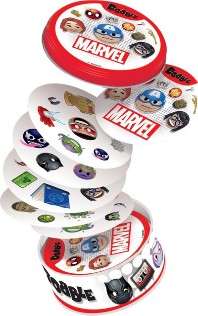 Lojë tavoline Dobble Marvel Emoji Rebel, për në shpi me shoqni, me letra, shumëngjyrëshe