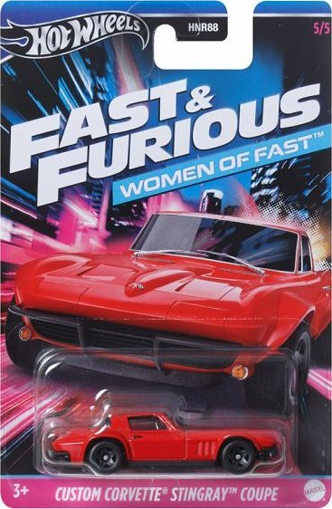 Lodër makinë Hot Wheels Fast &amp; Furious Women of Fast Custom Corvette Stingray, 1:64, metal, e kuqe