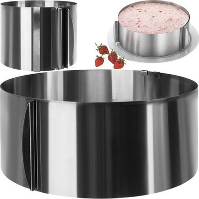 Formë rrethore për tortë Cake Tin Confectionery, që çahet e rregullohet 16–30 cm, çelik inox, ngjyrë argjendi