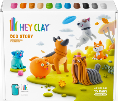 Set plasteline Tm Toys Hey Clay Dogs, 15 doza, shumëngjyrëshe