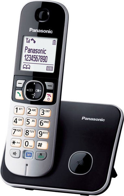 Telefon fiks pa tel Panasonic KX-TG6811, DECT, me identifikim të atij që të merr në telefon, i zi