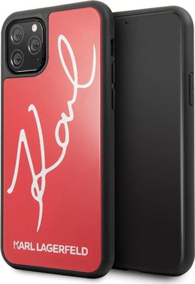 Mbulesë telefoni Karl Lagerfeld Double Layer Karl Signature, për iPhone 11 Pro Max, pjesë e pasme e fortë, e kuqe