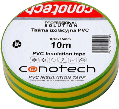 Shirit izolues Conotech PVC, 0.13x15mm, 10m, jeshile verdhë