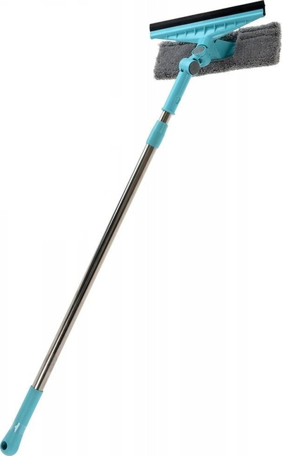 Mop teleskopik për xhama Orion, 120 cm, me leckë mikrofibre, blu