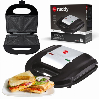 Toaster sanduiçesh Eldom Ruddy ST11G, 750W, pllaka graniti, i zi