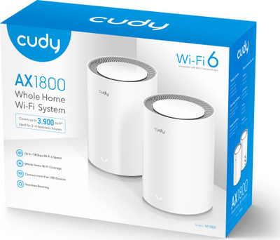 Sistem mesh Wi‑Fi Cudy M1800, 1800 Mbit/s, 2.4 GHz 5 GHz, i bardhë