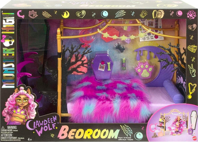 Set loje Monster High Clawdeen Wolf Bedroom, me orendi, plot aksesorë, shumëngjyrësh