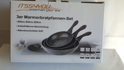 Set tiganësh Melianda IT-3000, 3 copë, veshje guri, i zi me pika