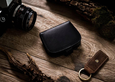 Portofol monedhash Peterson Leather Wallet, lëkurë natyrale, madhësi 7.5x9.5 cm, i zi