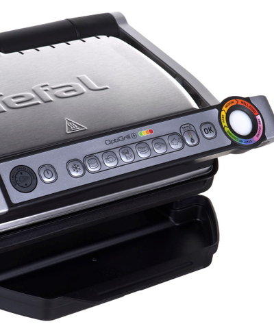 Grill elektrik Tefal OptiGrill+ GC712D, sipërfaqe jo ngjitëse, inox, gri