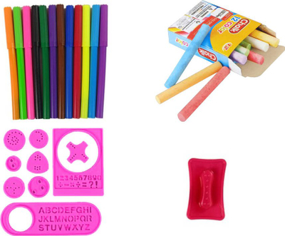 Tabla dyanshme magnetike LeanToys, me shkumësa dhe marker, rozë