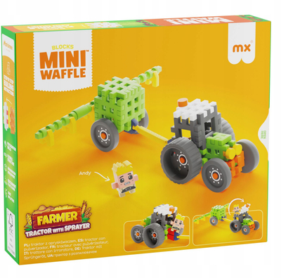 Blloqe ndërtimi Marioinex Mini Waffle FARMER Tractor with Sprayer, 50 copë, shumëngjyrëshe