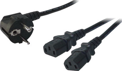 Kabllo energjie LogiLink, Schuko - C13 x2, 1.50 m, e zezë