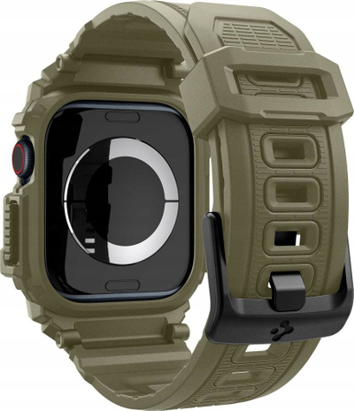 Futera dore Spigen Rugged Armor Pro për Apple Watch 10 46mm, silikoni, Vintage Khaki