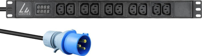 PDU Lanview LVR-3MIEC-AMP-10C13, 10 porte C13, ampermetër, kabllo 3m