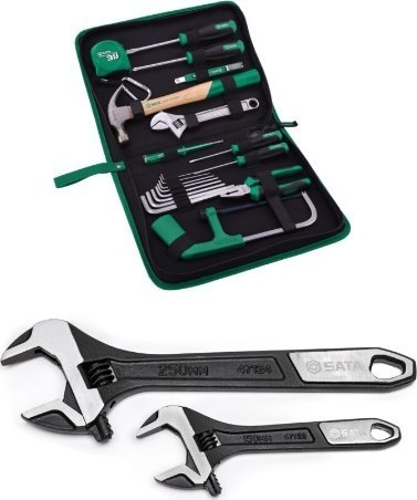 Set veglash SATA Basic, 19 pjesë, me çantë, jeshile me të zezë