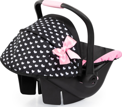 Sедиште за кукли Bayer Deluxe Car Seat Hearts, за кукли до 46cm, црно розово
