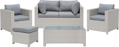 Set mobiljesh kopshti Milano, 4 persona, PE rattan, gri e çelët