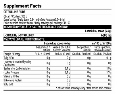Suplemente Extrifit CITRULLINE PURE, 100% e pastër, 300gr