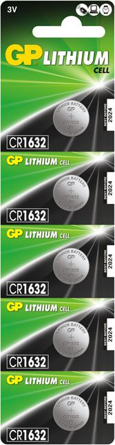Bateri litium monedhë GP CR1632, 3V, paketim me 5 copë