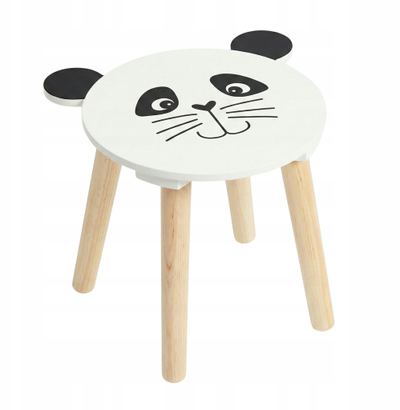 Tabure për fëmijë Home Styling Collection Panda, MDF, 28 x 28 x 27 cm, i bardhë