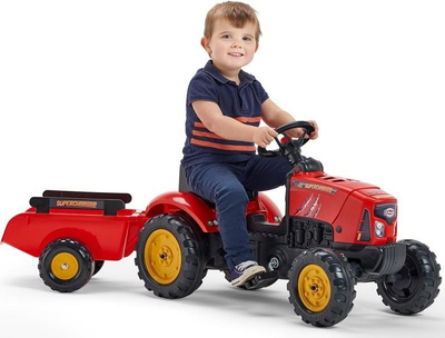 Traktor lodër Falk Supercharger 2030AB, me pedale, me rimorkio, i kuq