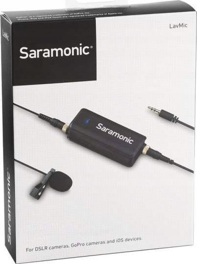 Mikrofon lavalier Saramonic LavMic, me mikser 2 kanale, për DSLR dhe smartphone, i zi