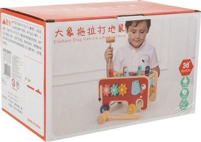 Lodër druri me çekiç Kruzzel Wooden Elephant 20349, edukative, shumëngjyrëshe