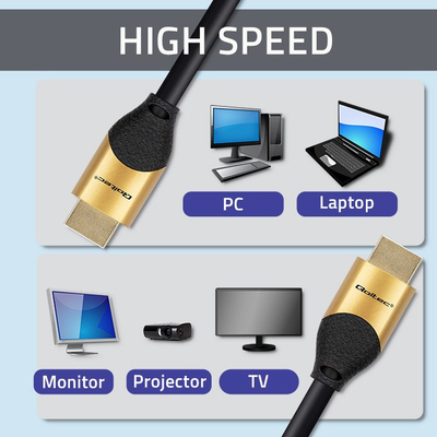Kabllo HDMI Qoltec 50355, 2m, Ultra High Speed 2.1, e zezë