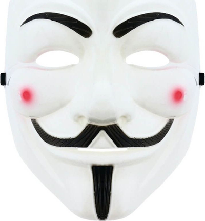 Maskë proteste Guy Fawkes, plastike, me shirit elastik, e bardhë