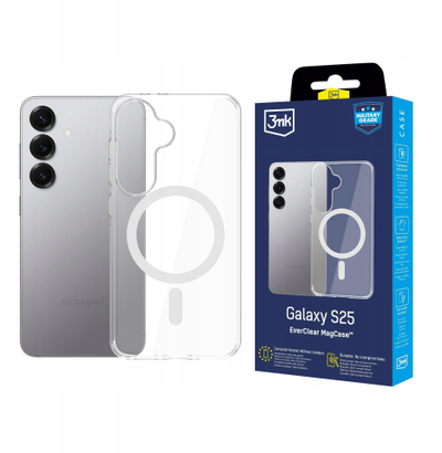 Mbrojtëse telefoni 3MK EverClear MagCase për Samsung Galaxy S25, transparente, e përputhshme me MagSafe