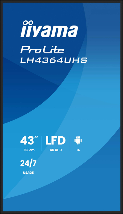 Monitor profesionist Iiyama LH4364UHS B1AG, 43\", 4K UHD, 500 cd/m², i zi