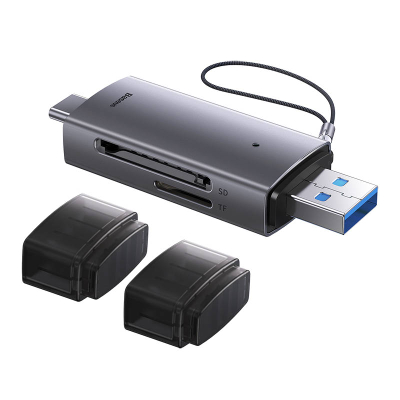 Lexues kartash memorjeje Baseus Lite Series SD/TF, USB + USB-C (gri)