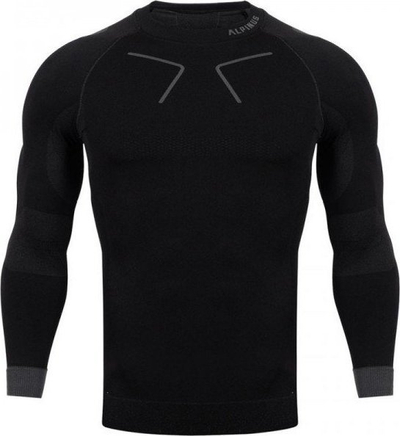 Bluzë termoaktive Alpinus Tactical Base Layer për burra, masa M, e zezë me gri