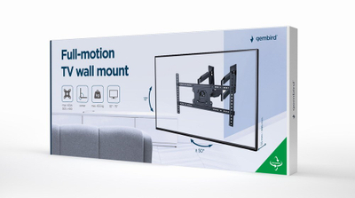 Mbajtës muri për TV Gembird WM-75ST-02, 32-75", deri 45.5 kg, i zi