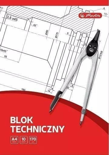 Bllok teknik Herlitz A4, 10K, set 20 copë, i bardhë