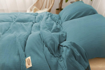 Сет чаршафи Matex Muslin Bedding, 220x200 cm, памук муслин, темен смарагд