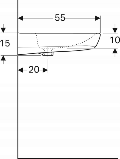 Lavaman Geberit Selnova Comfort, 65cm, për persona me aftësi të kufizuara, i bardhë
