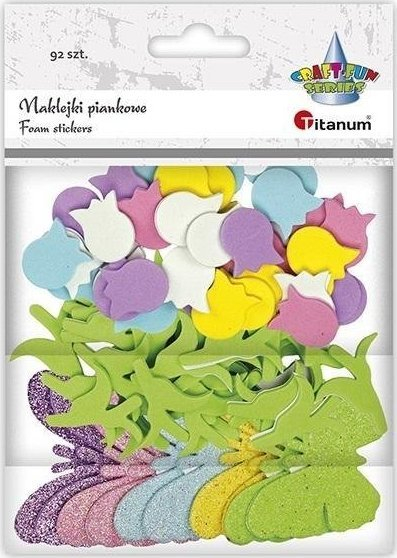 Ngjitëse shkumë Titanum, tulipanë edhe flutura, 92 copë, shumëngjyrëshe