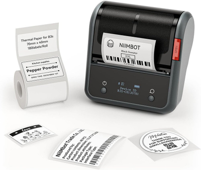 Пренослив печатач за етикети NIIMBOT B3S_P, термички, Bluetooth, бел